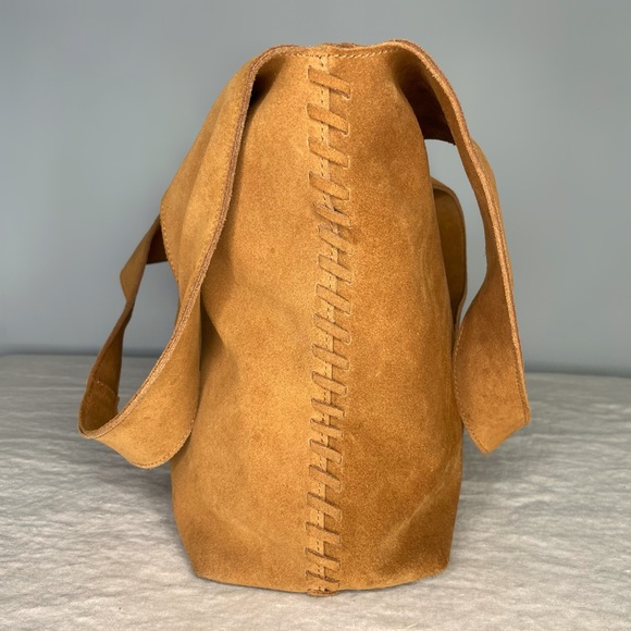 SOLD NWOT Boden Tan Suede Stitch Detail Hobo Bag A1141 Large Brown Slouchy Purse - Picture 9 of 16